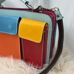 Vintage Vera Pelle purse Multi Color Block Retro